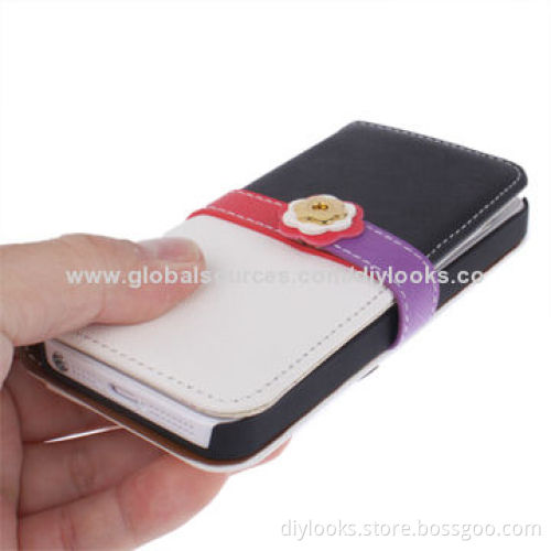 Colorful Wrist Flip Leather Mobile Phone Wallet Cases for iPhone 5/5S with Credit Card Slot